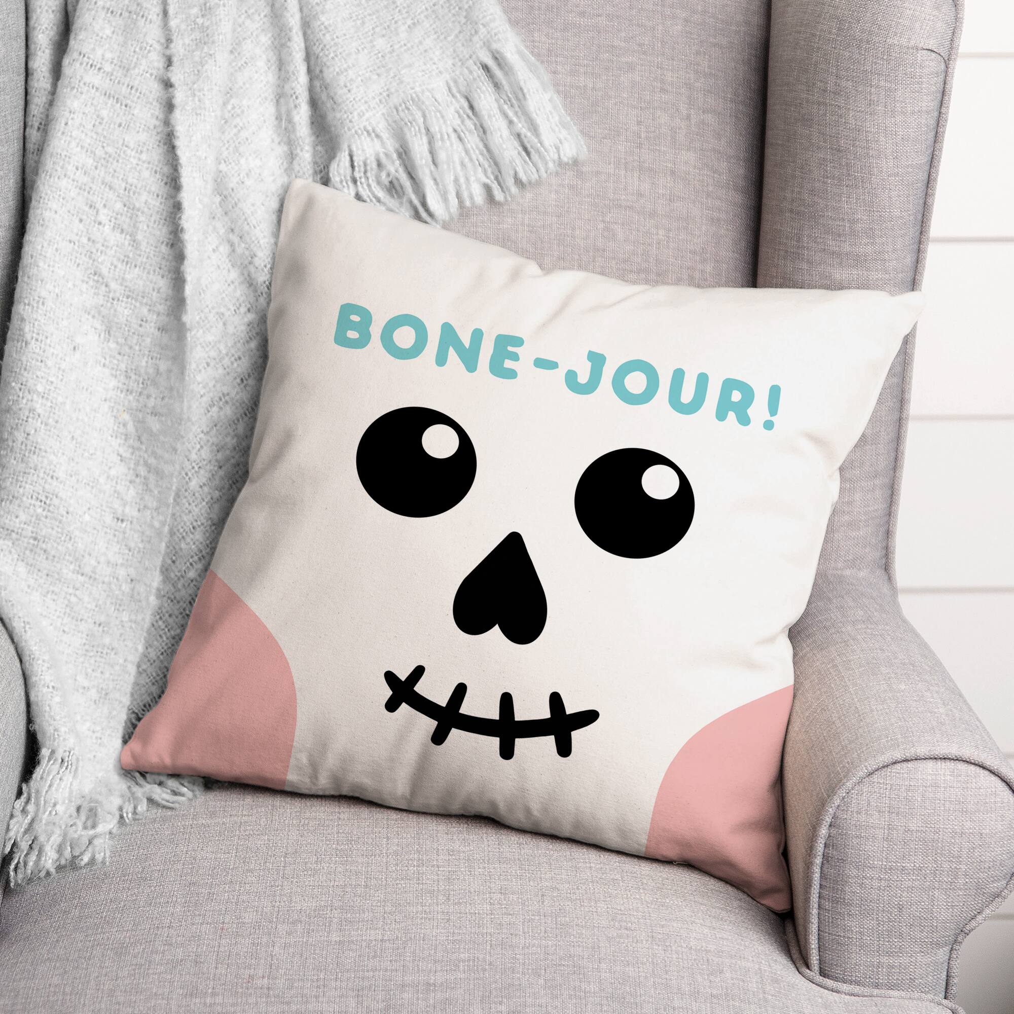 Bone-Jour! Throw Pillow
